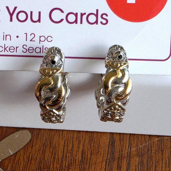 John Medeiros Hoop Earrings Small Rhodium Gold Huggie Silver Knot Classic Prepp - Picture 6 of 7